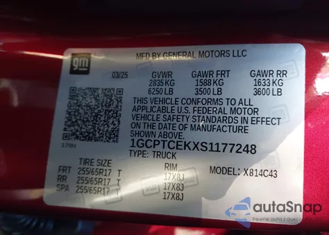 2025 Chevrolet Colorado 4Wd Lt from USA, damaged, VIN 1GCPTCEKXS1177248